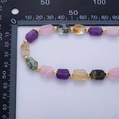 18K Gold Filled 4mm Mix Natural Gemstone Bead 17 Inch Handmade Necklace | WA-03176