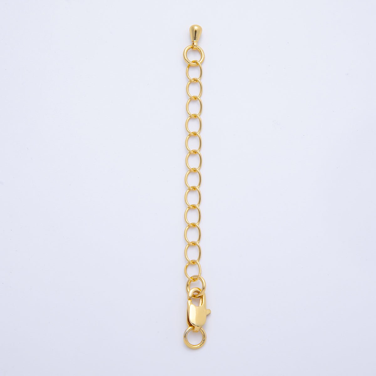 18K Gold Filled 4mm Rectangle Lobster Claw Clasp w. 3-Inch Extender Closure | Findings-00078