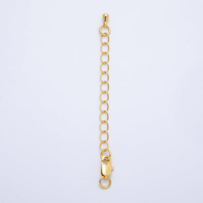 18K Gold Filled 4mm Rectangle Lobster Claw Clasp w. 3-Inch Extender Closure | Findings-00078