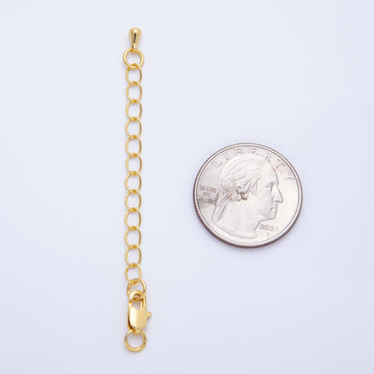 18K Gold Filled 4mm Rectangle Lobster Claw Clasp w. 3-Inch Extender Closure | Findings-00078