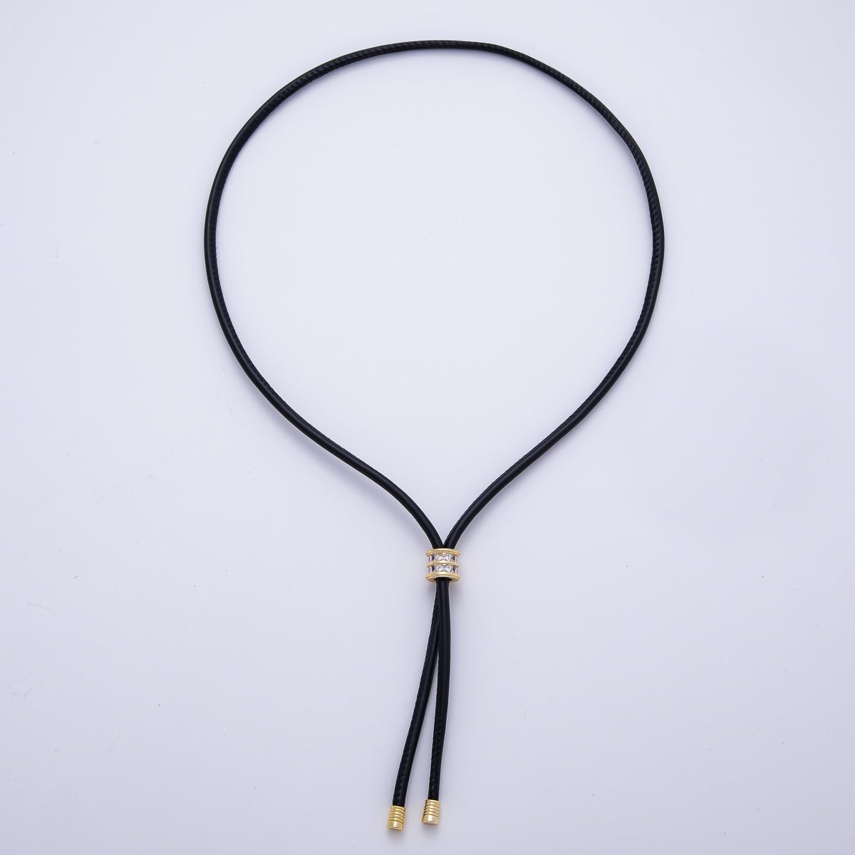 18K Gold Filled 4mm Red, Khaki, Brown Leather Bolo Chain w. Rectangular CZ 26 Inch Necklace | WA-256 WA-266 WA-375 WA-1661 WA-1669 WA-2048