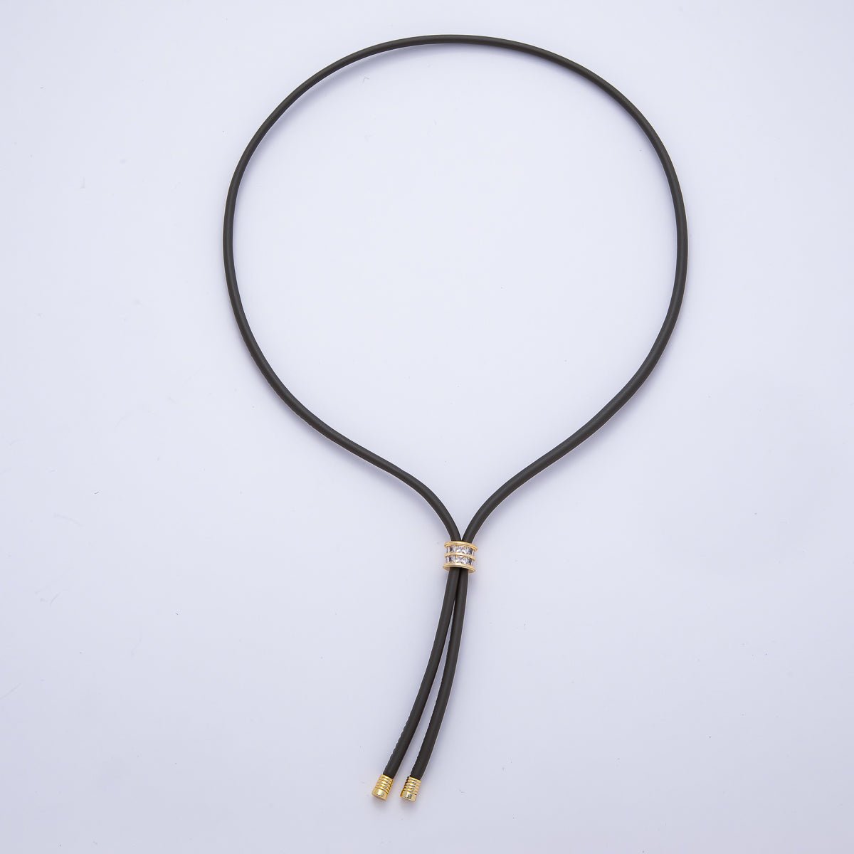 18K Gold Filled 4mm Red, Khaki, Brown Leather Bolo Chain w. Rectangular CZ 26 Inch Necklace | WA-256 WA-266 WA-375 WA-1661 WA-1669 WA-2048