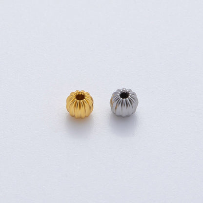 18K Gold Filled 4mm Ribbed Croissant Round Bead Set by 10 in Gold &amp; Silver | B356