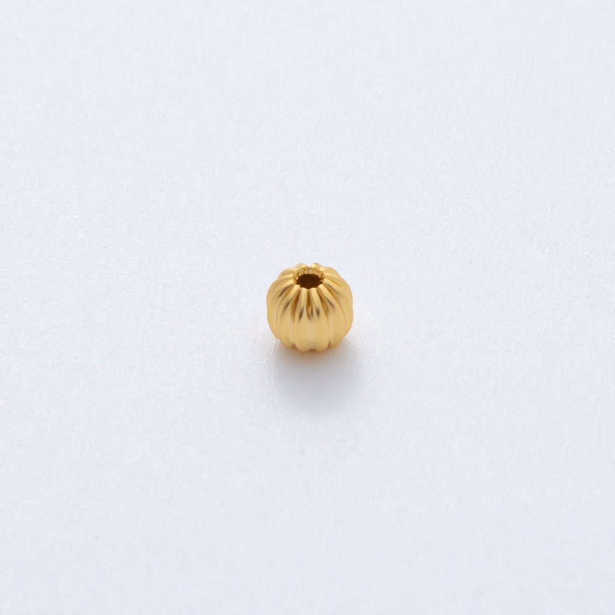 18K Gold Filled 4mm Ribbed Croissant Round Bead Set by 10 in Gold &amp; Silver | B356