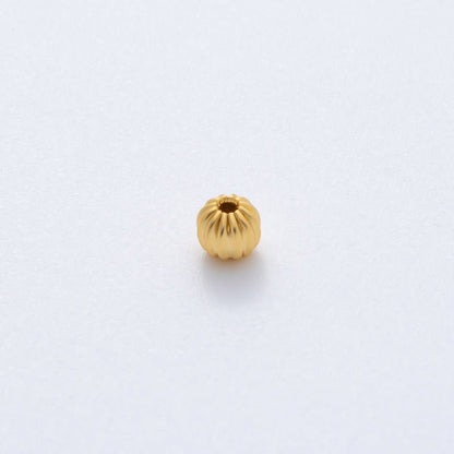 18K Gold Filled 4mm Ribbed Croissant Round Bead Set by 10 in Gold &amp; Silver | B356