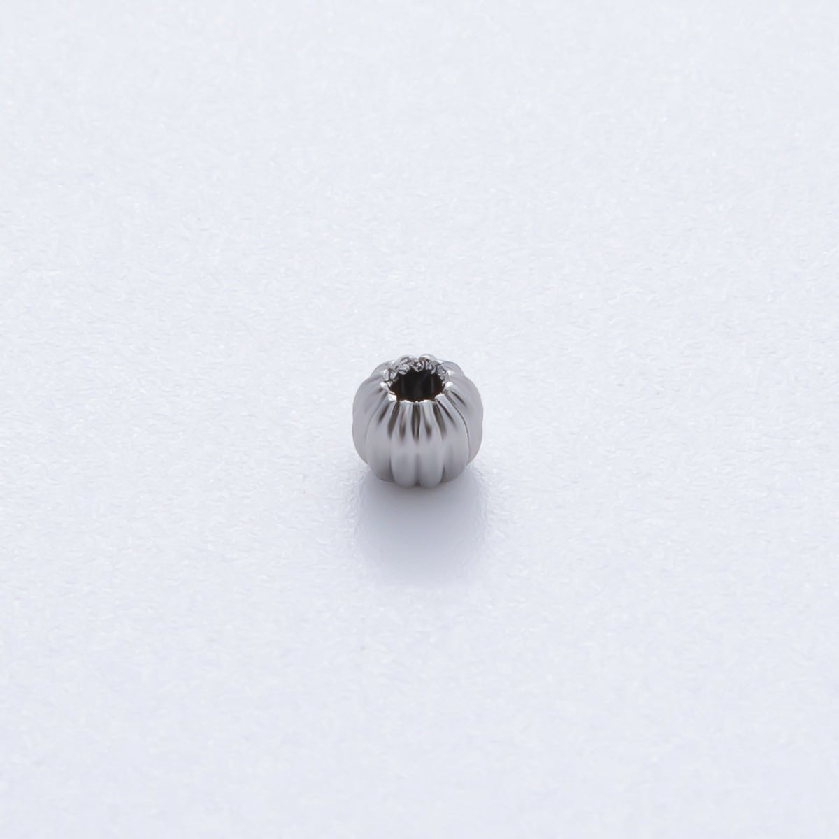18K Gold Filled 4mm Ribbed Croissant Round Bead Set by 10 in Gold &amp; Silver | B356