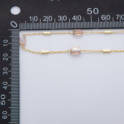 18K Gold Filled 4mm x 1.5mm Iridescent AB Bar Paperclip Unfinished Chain by Yard | Roll-1780