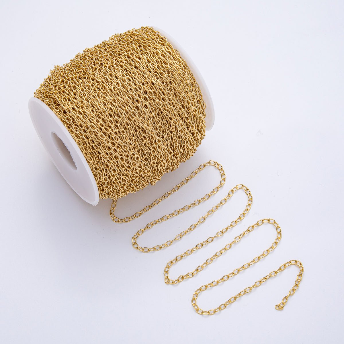 18K Gold Filled 4mm x 2mm Minimalist Cable Unfinished Chain by Yard | Roll-1812