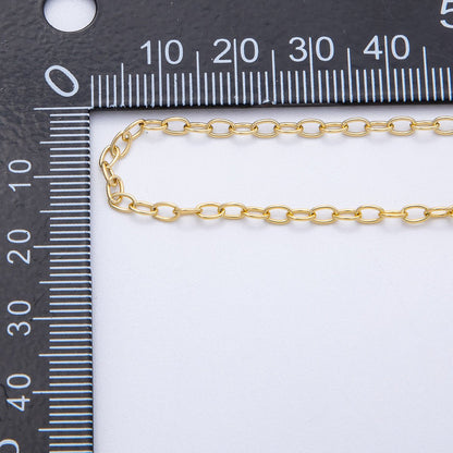 18K Gold Filled 4mm x 2mm Minimalist Cable Unfinished Chain by Yard | Roll-1812