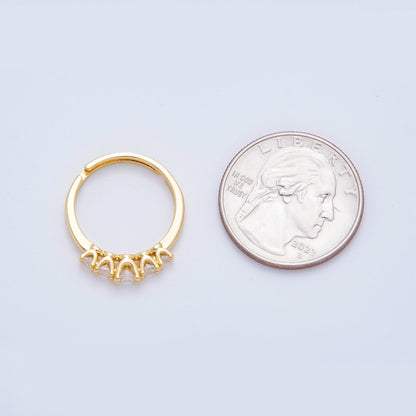 18K Gold Filled Dainty 5 Clear Round CZ Cluster Solitaire Adjustable Ring in Gold &amp; Two-Toned | O-2158