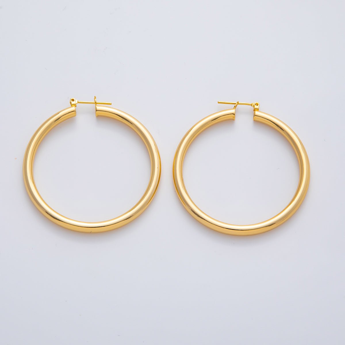18K Gold Filled 50mm Minimalist Band Latch Hoop Earrings | AD1603