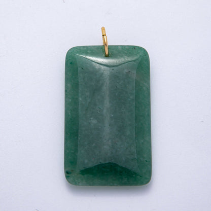 18K Gold Filled 50mm Tiger Eye, Aventurine, Red Jasper Natural Gemstone Rectangle Pendant | Charms-00530 ~ Charms-00532