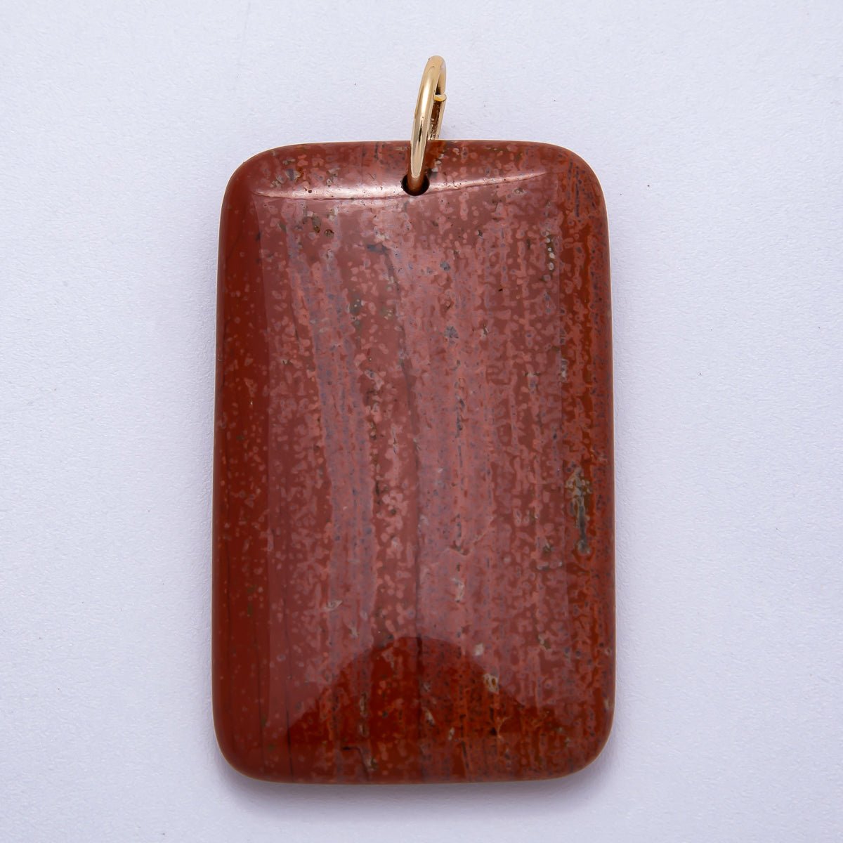 18K Gold Filled 50mm Tiger Eye, Aventurine, Red Jasper Natural Gemstone Rectangle Pendant | Charms-00530 ~ Charms-00532