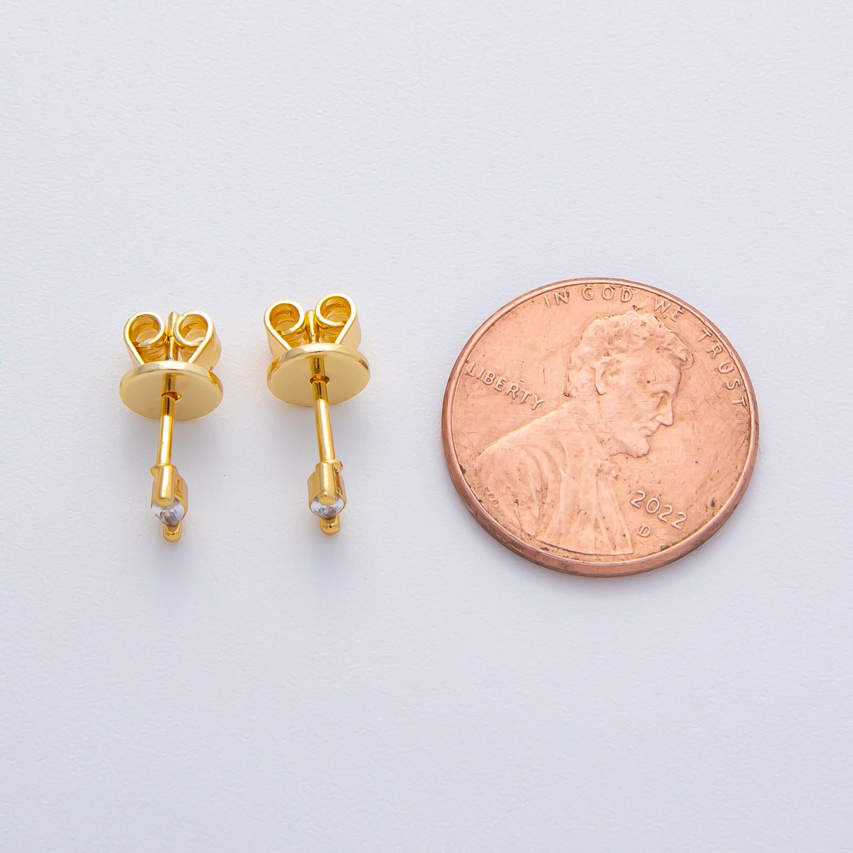 18K Gold Filled 5.2mm Clear CZ Marquise Dainty Stud Earrings | AD1626