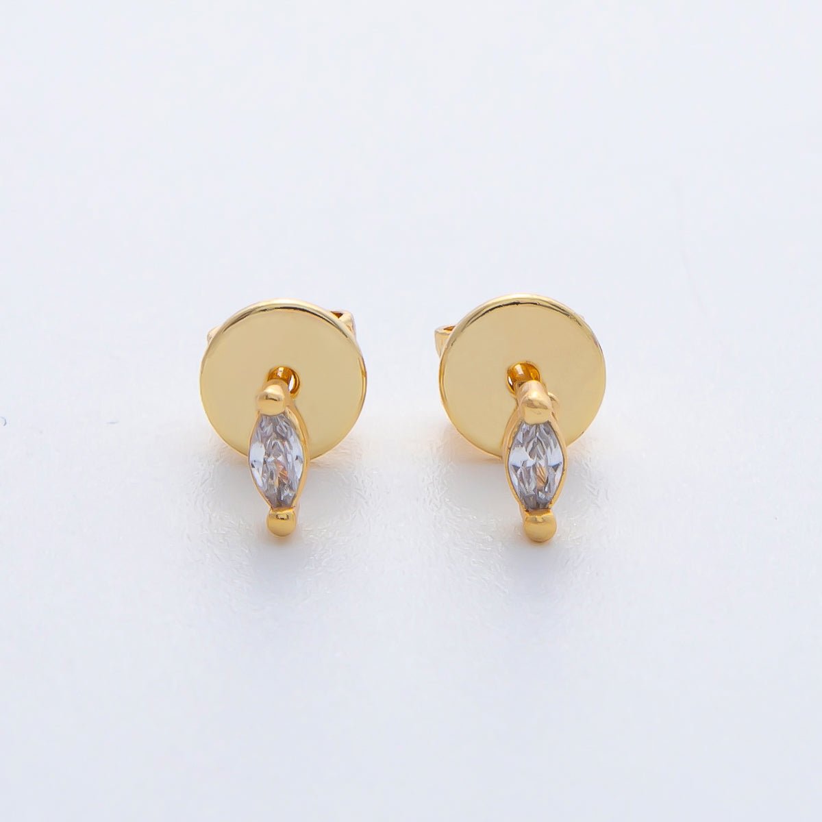 18K Gold Filled 5.2mm Clear CZ Marquise Dainty Stud Earrings | AD1626