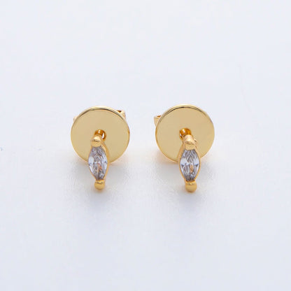 18K Gold Filled 5.2mm Clear CZ Marquise Dainty Stud Earrings | AD1626