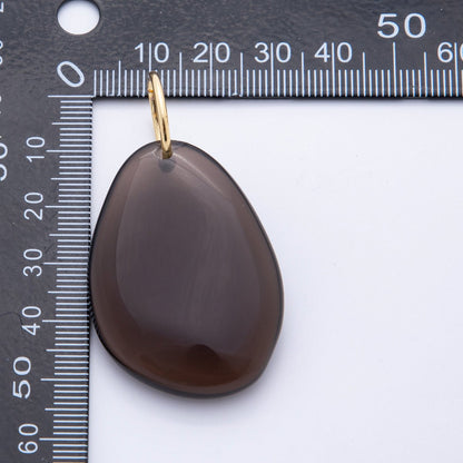 18K Gold Filled 53.5mm Polished Black Agate Gemstone Teardrop Charm | E623
