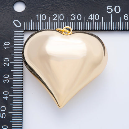18K Gold Filled 54mm Chubby Multidimensional 3D Heart Charm | AF1314