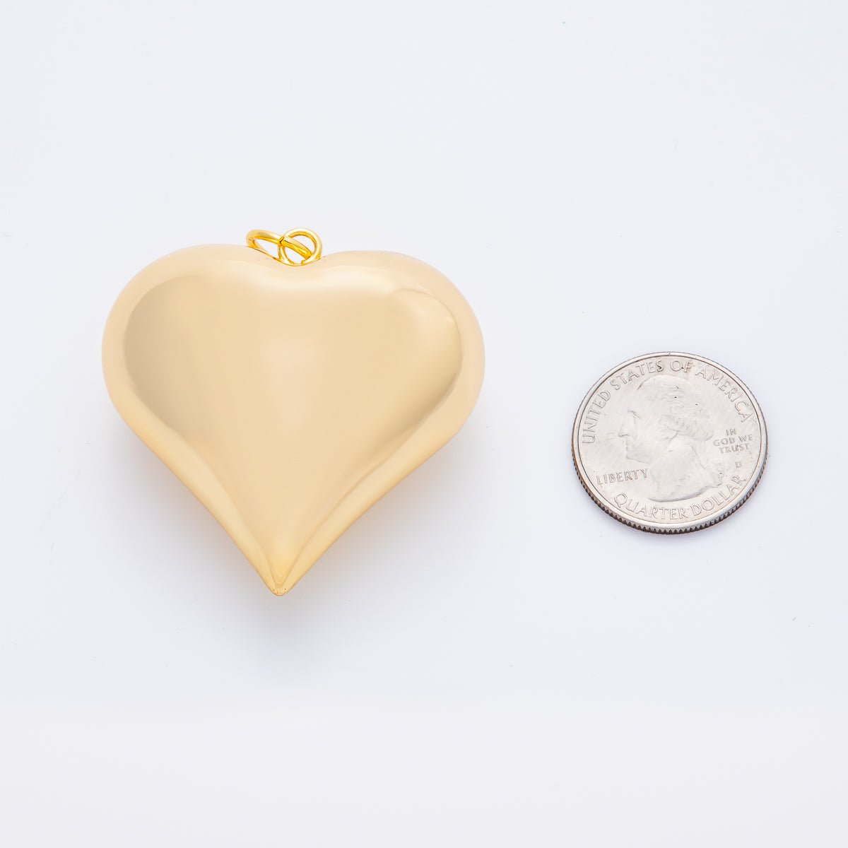 18K Gold Filled 54mm Chubby Multidimensional 3D Heart Charm | AF1314