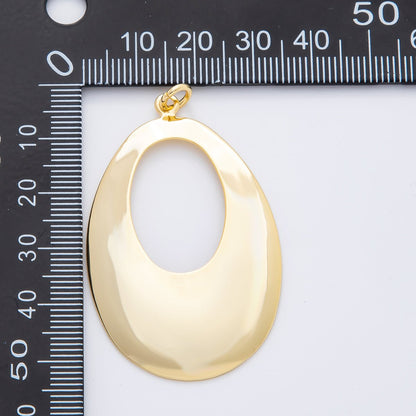 18K Gold Filled 55mm Geometric Oval Oblong Charm | N-A1514