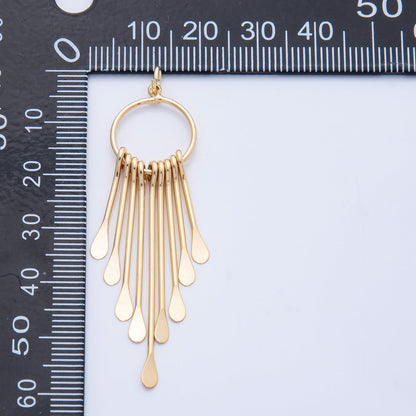 18K Gold Filled 56mm Geometric Teardrop Tassel Open Round Charm | Charms-00326