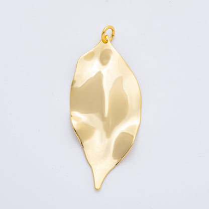 18K Gold Filled 56mm Hammered Molten Dry Leaf Charm | N-A1510