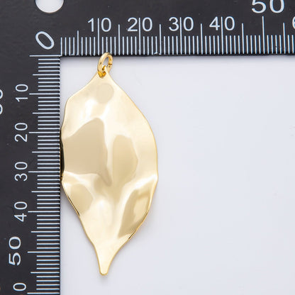 18K Gold Filled 56mm Hammered Molten Dry Leaf Charm | N-A1510