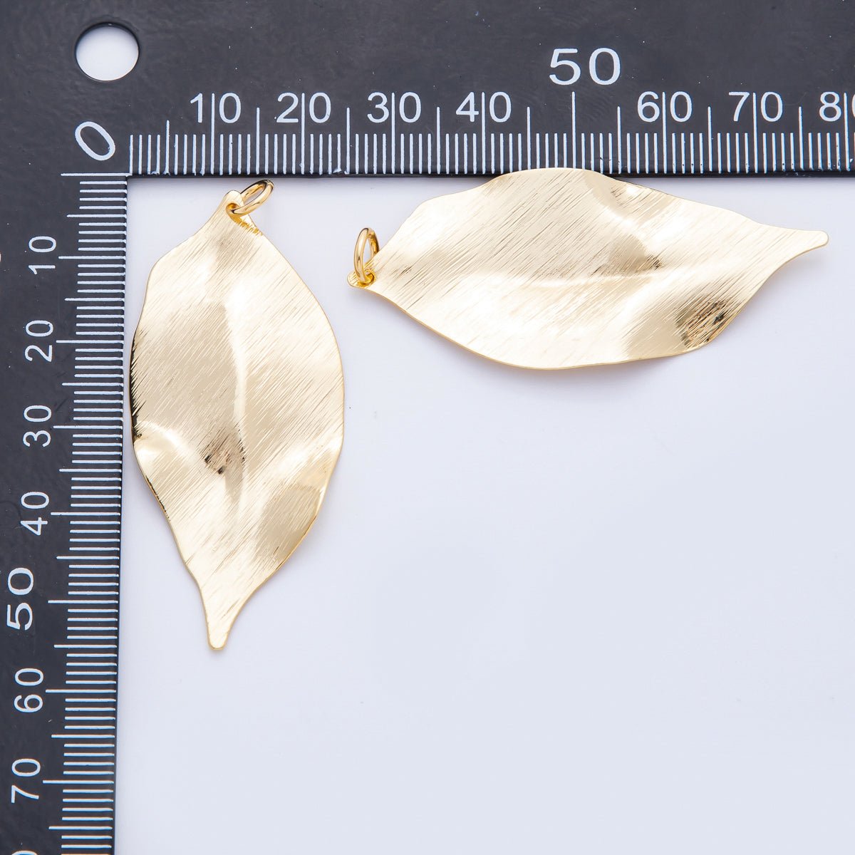 18K Gold Filled 56mm Modern Molten Gold Leaf Charm | N367