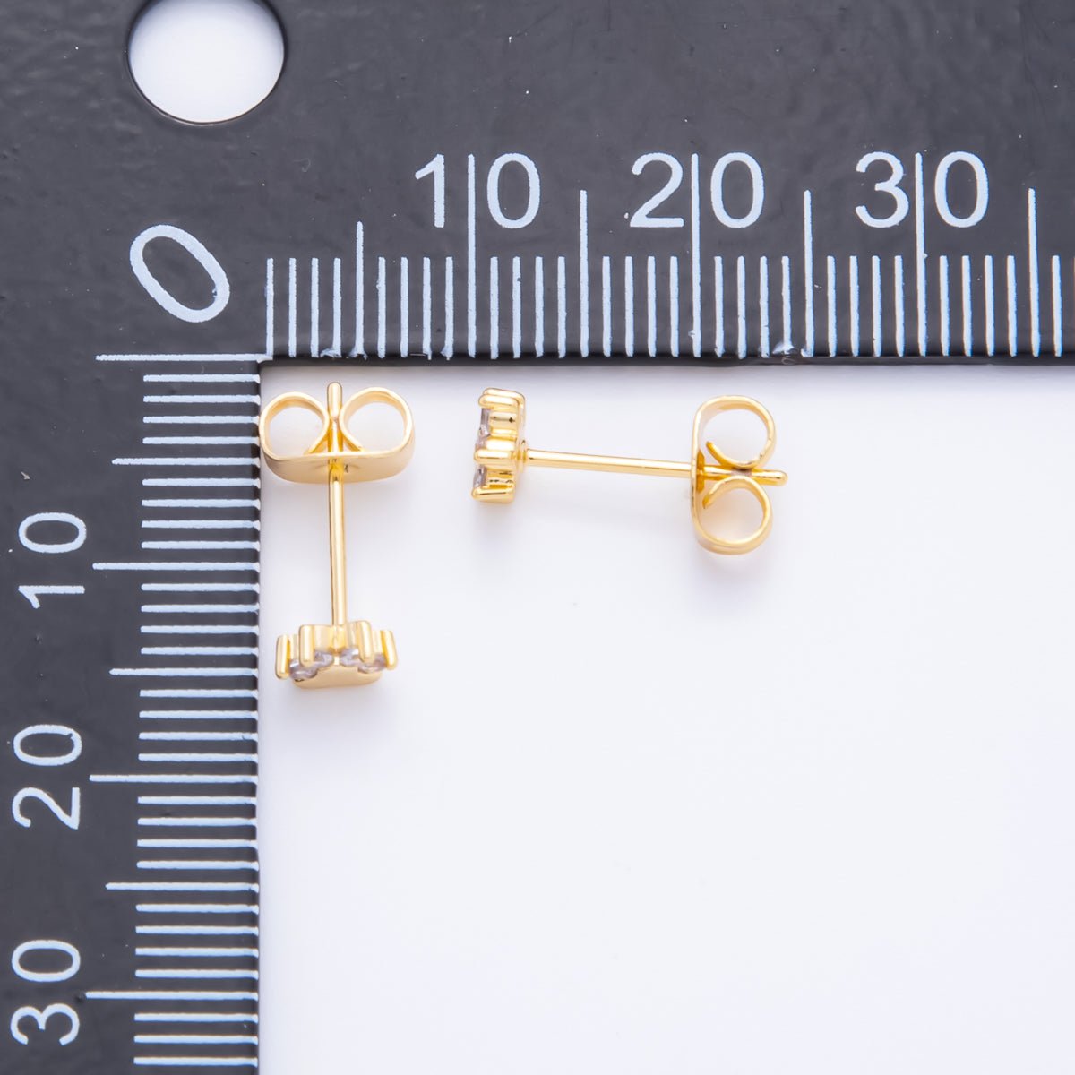 18K Gold Filled 5mm Clear CZ Pet Paw Print Dainty Stud Earrings | AJ273