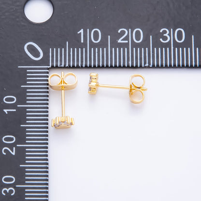 18K Gold Filled 5mm Clear CZ Pet Paw Print Dainty Stud Earrings | AJ273