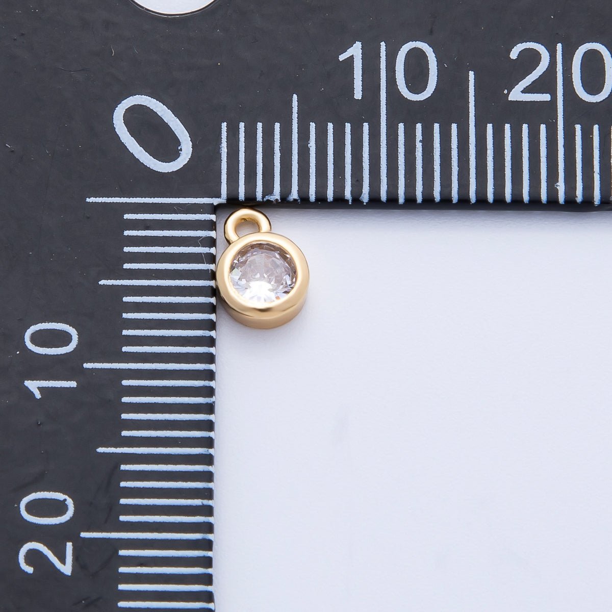 18K Gold Filled 5mm Clear CZ Round Mini Charm | Charms-00413