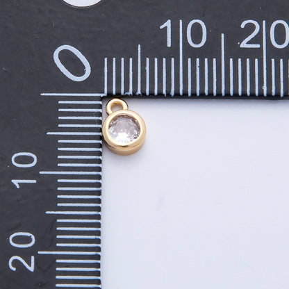 18K Gold Filled 5mm Clear CZ Round Mini Charm | Charms-00413