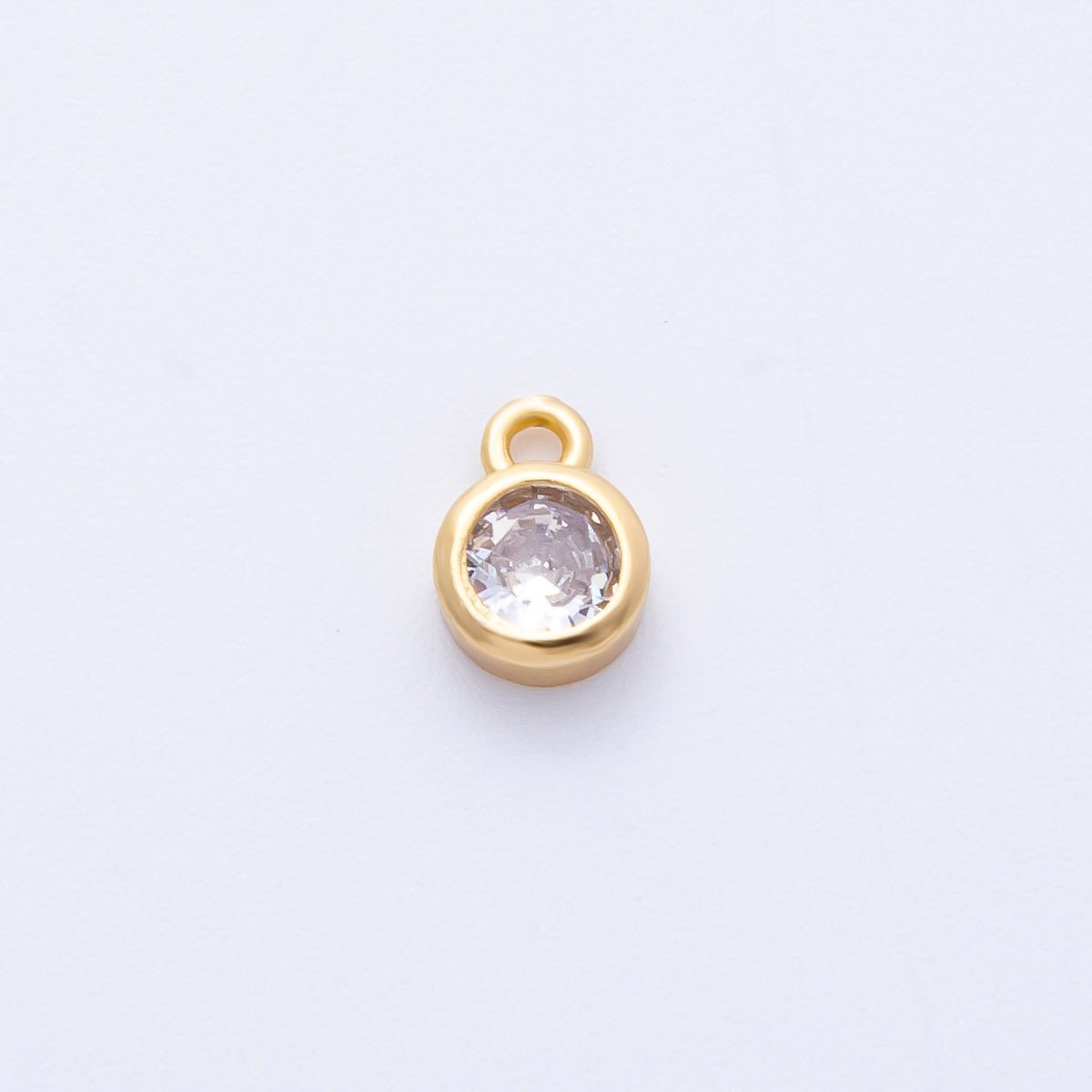 18K Gold Filled 5mm Clear CZ Round Mini Charm | Charms-00413