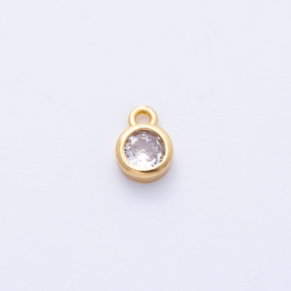 18K Gold Filled 5mm Clear CZ Round Mini Charm | Charms-00413