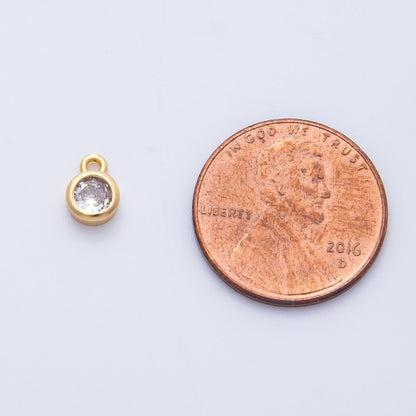 18K Gold Filled 5mm Clear CZ Round Mini Charm | Charms-00413