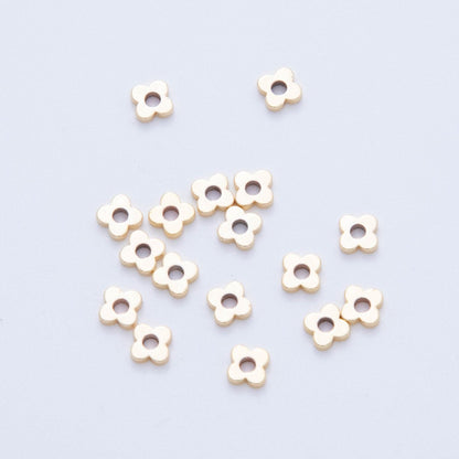 18K Gold Filled 5mm Minimalist Flower Thin Bead Spacer Set by 10 Pieces | B734