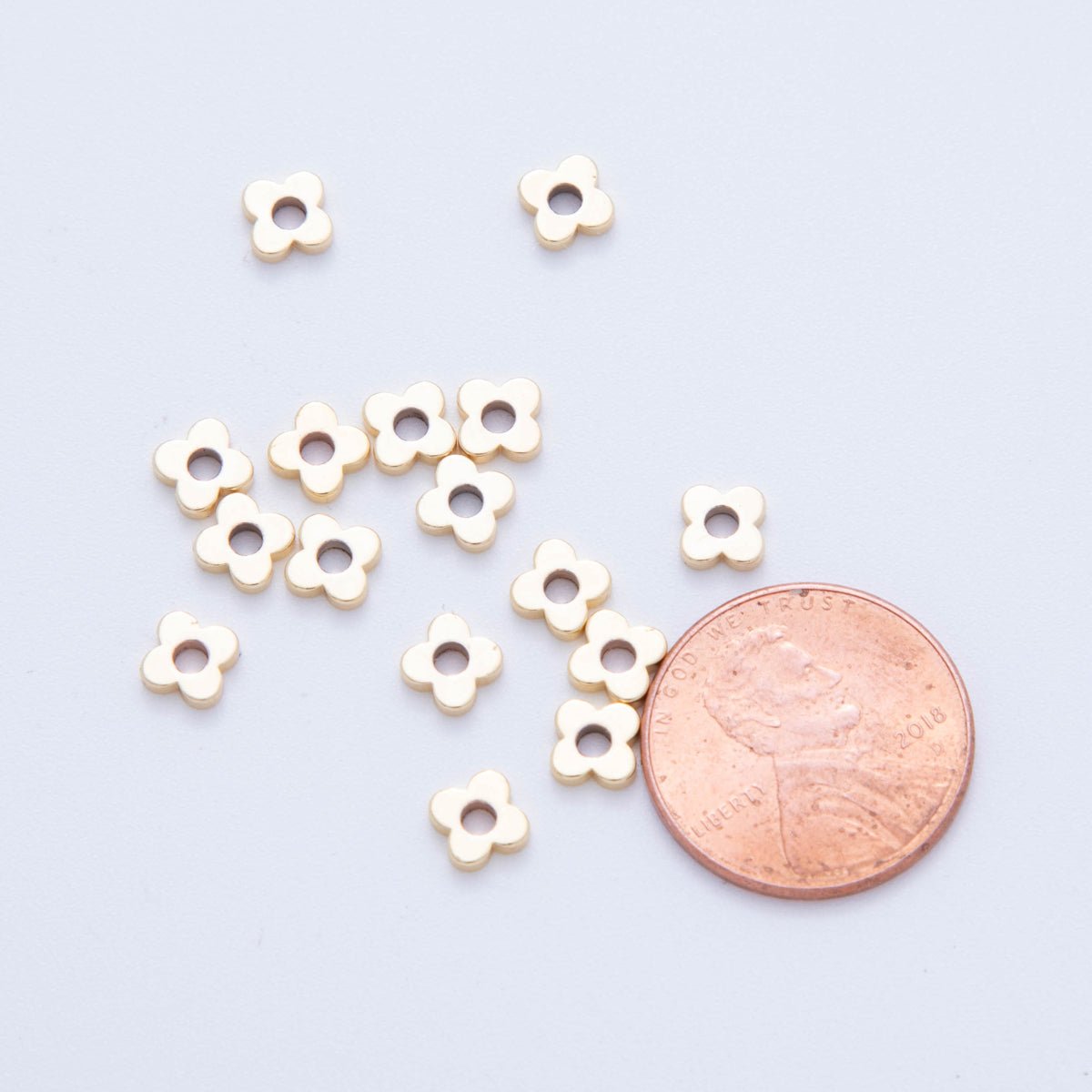 18K Gold Filled 5mm Minimalist Flower Thin Bead Spacer Set by 10 Pieces | B734