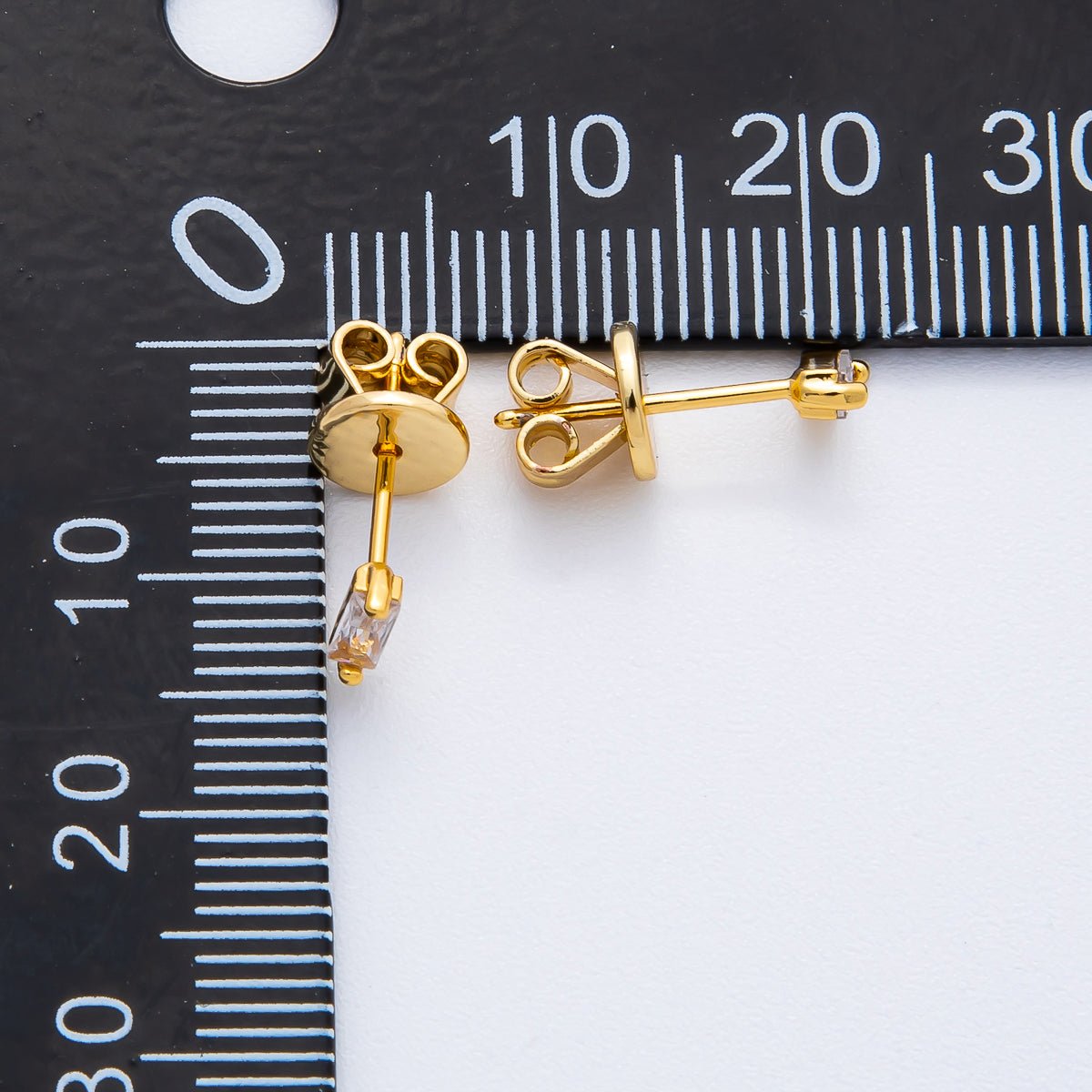 18K Gold Filled 5mm Minimalist Style Baguette CZ Studs Earrings | AD1576