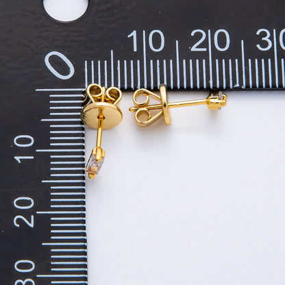 18K Gold Filled 5mm Minimalist Style Baguette CZ Studs Earrings | AD1576