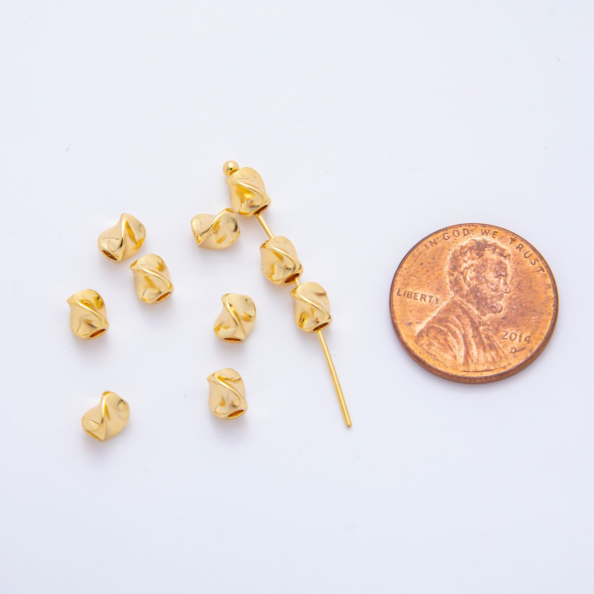 18K Gold Filled 5mm Molten Gold Tube Cylinder Spacer Bead | AF-A1088
