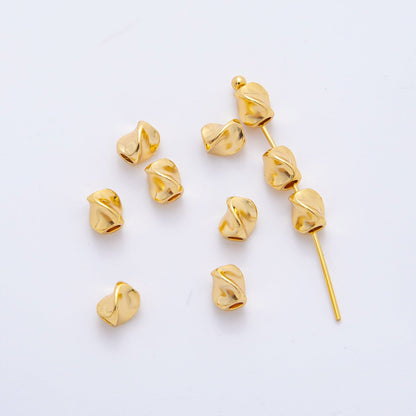 18K Gold Filled 5mm Molten Gold Tube Cylinder Spacer Bead | AF-A1088