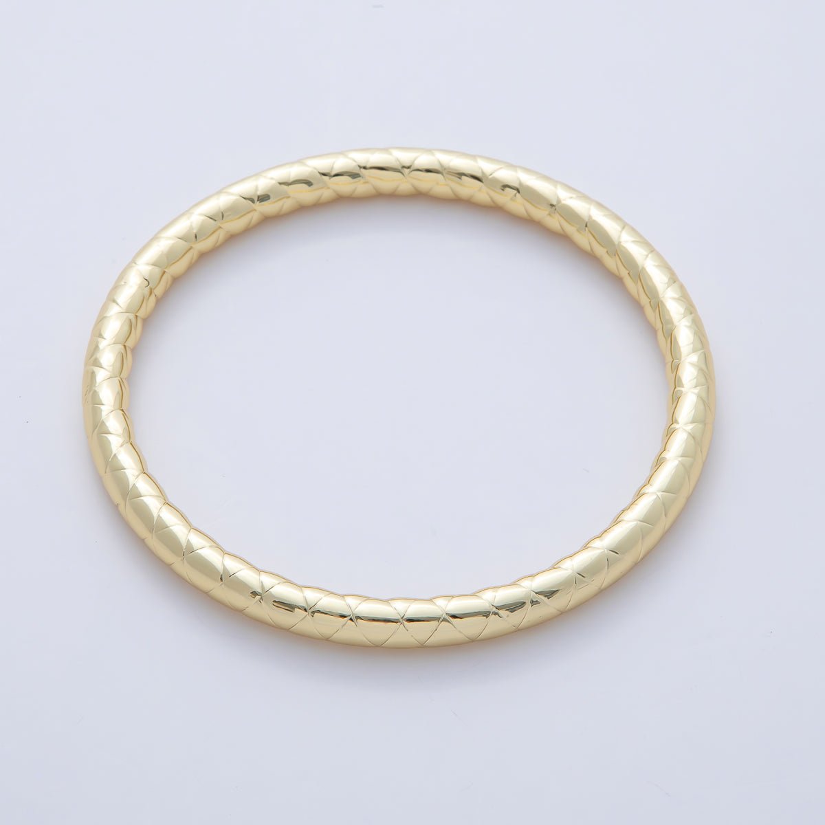 18K Gold Filled 5mm Quilted Lined Band Bangle Bracelet | WA-3485