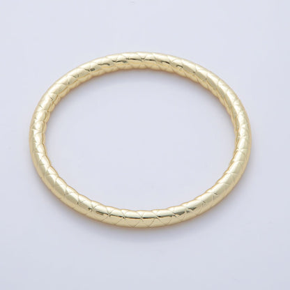 18K Gold Filled 5mm Quilted Lined Band Bangle Bracelet | WA-3485