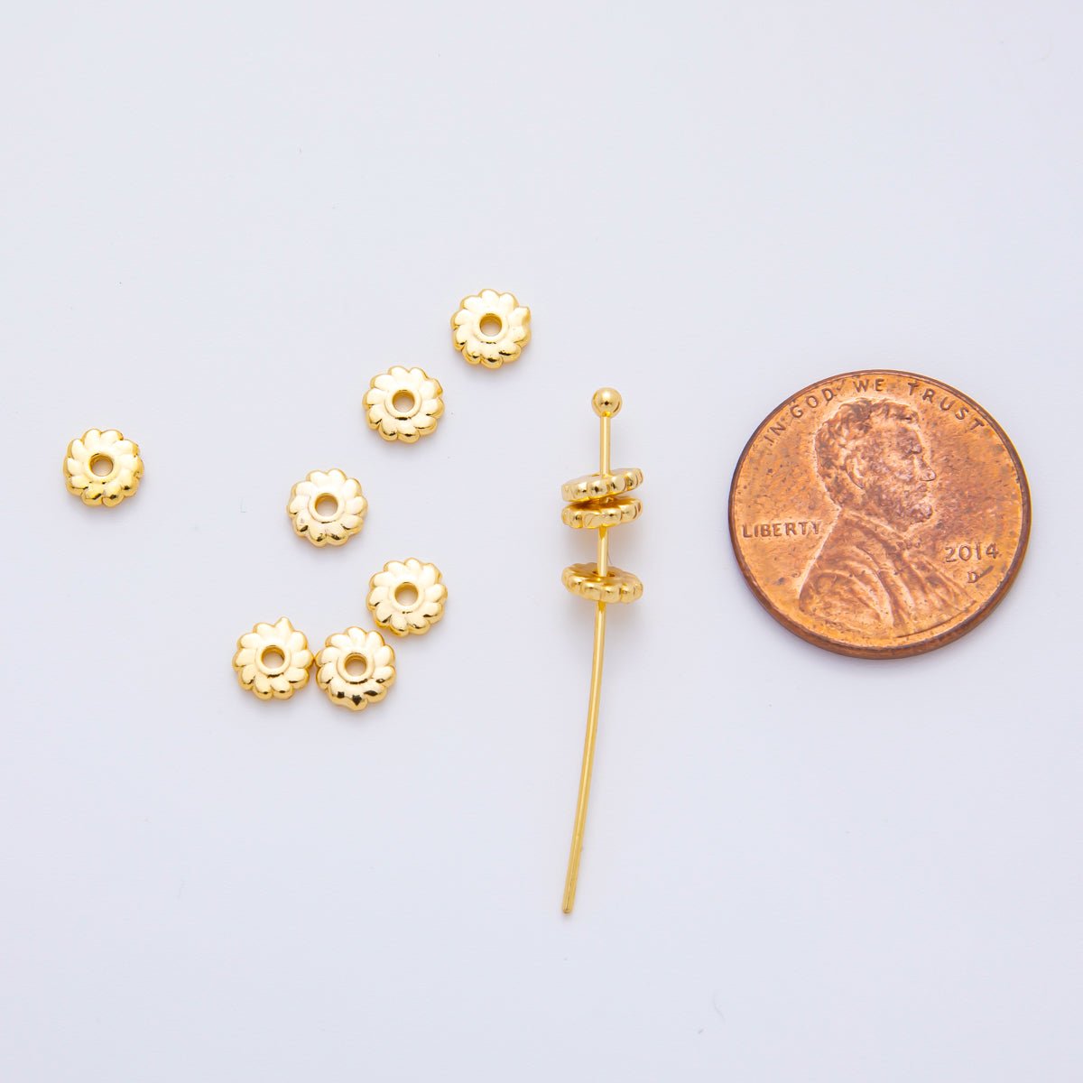 18K Gold Filled 5mm Tiny Flower Donut Floral Spacer Bead | AF-A1082