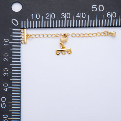 18K Gold Filled 60mm Minimalist Triple Detangler Lobster Clasps w. Extender | Findings-00021