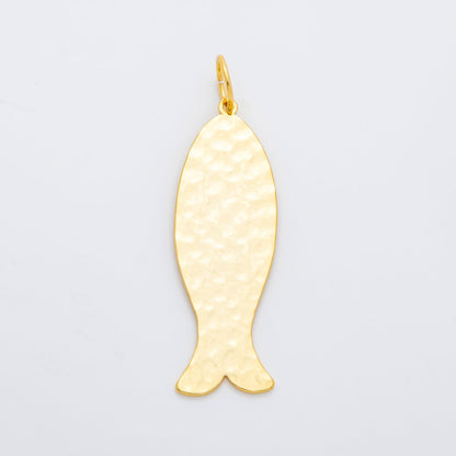 18K Gold Filled 61.6mm Minimalist Sardine Nautilus Fish Charm | AF1312