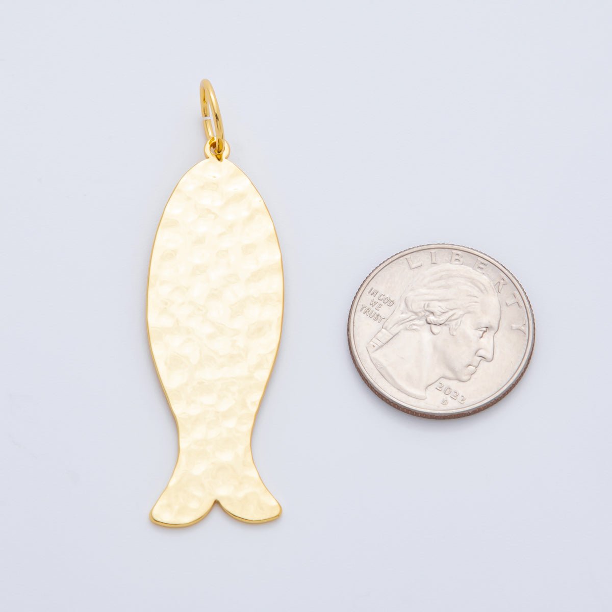 18K Gold Filled 61.6mm Minimalist Sardine Nautilus Fish Charm | AF1312