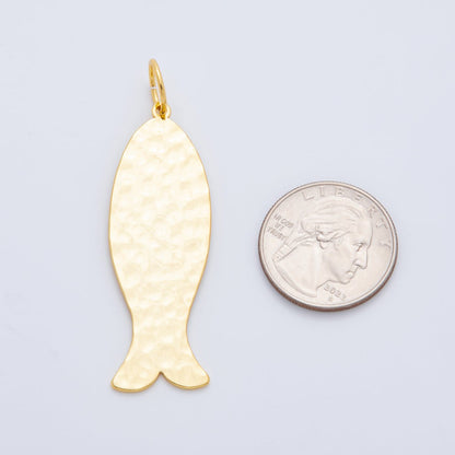 18K Gold Filled 61.6mm Minimalist Sardine Nautilus Fish Charm | AF1312