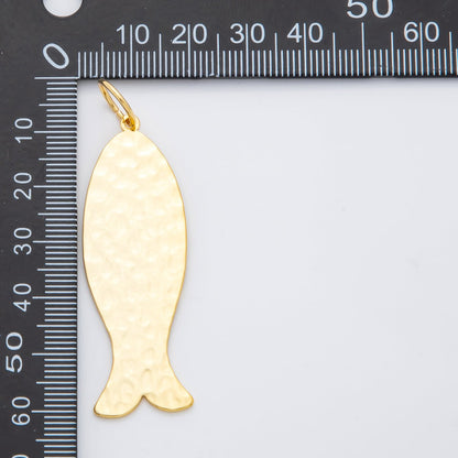 18K Gold Filled 61.6mm Minimalist Sardine Nautilus Fish Charm | AF1312