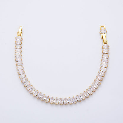 18K Gold Filled 6.3mm Clear Oval CZ Tennis Chain Adjustable Bracelet | WA-3884
